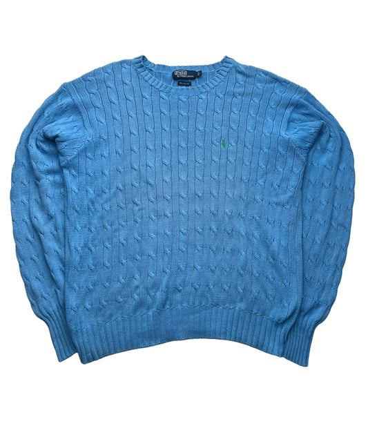 Ralph Lauren Pullover Sweater Knit Vintage Blau (L)