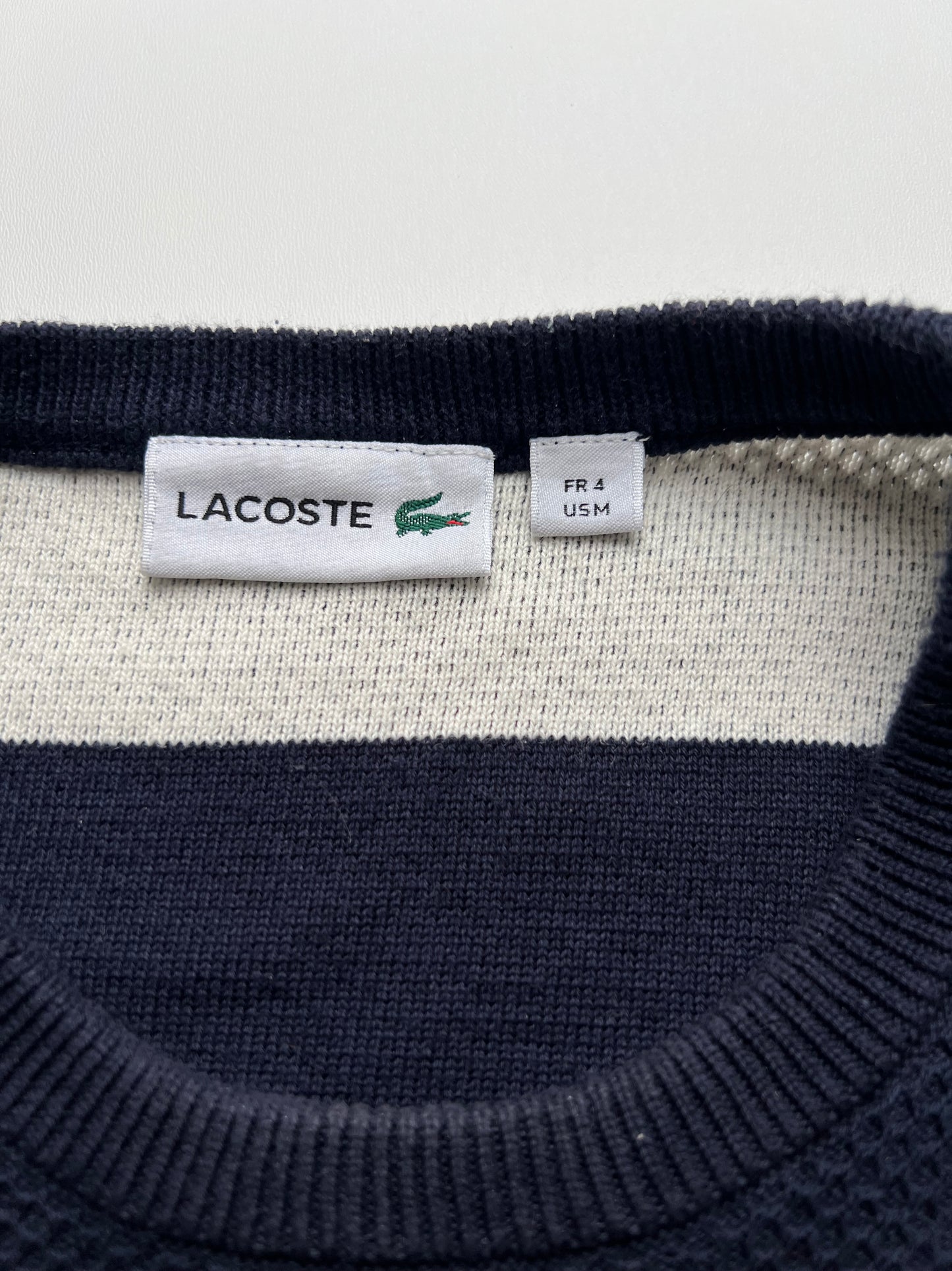 Lacoste Pullover Vintage Sweater Blau gestreift (M)