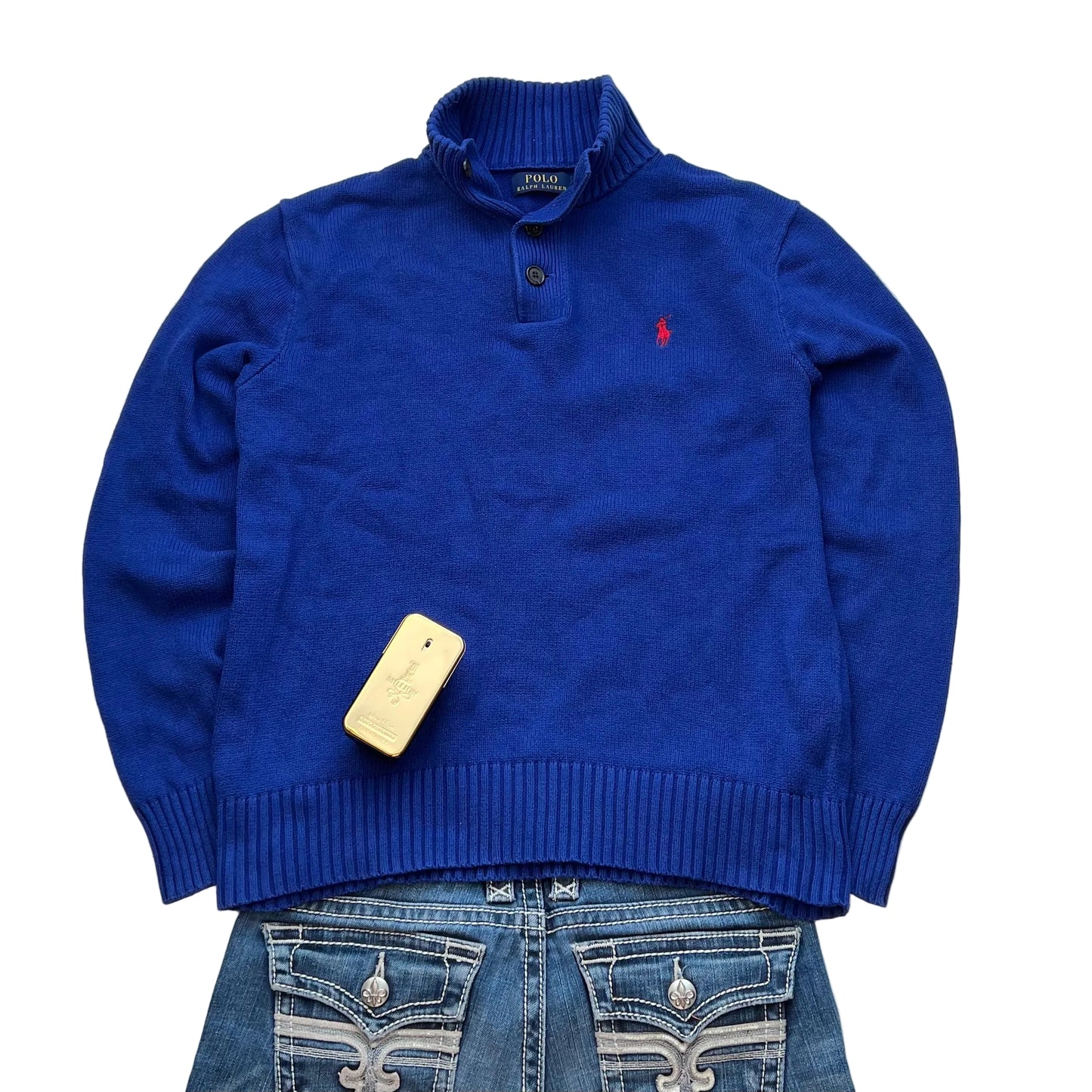 Ralph Lauren Sweater 1/4 Zipper mit Knöpfen(S)